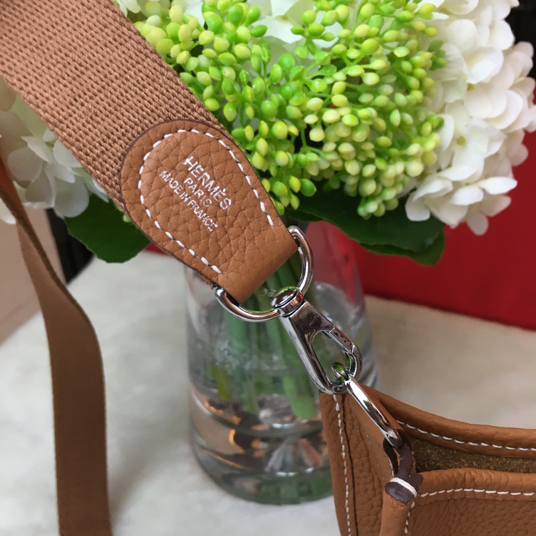 에르메스 미니 에블린16 골드브라운 은장